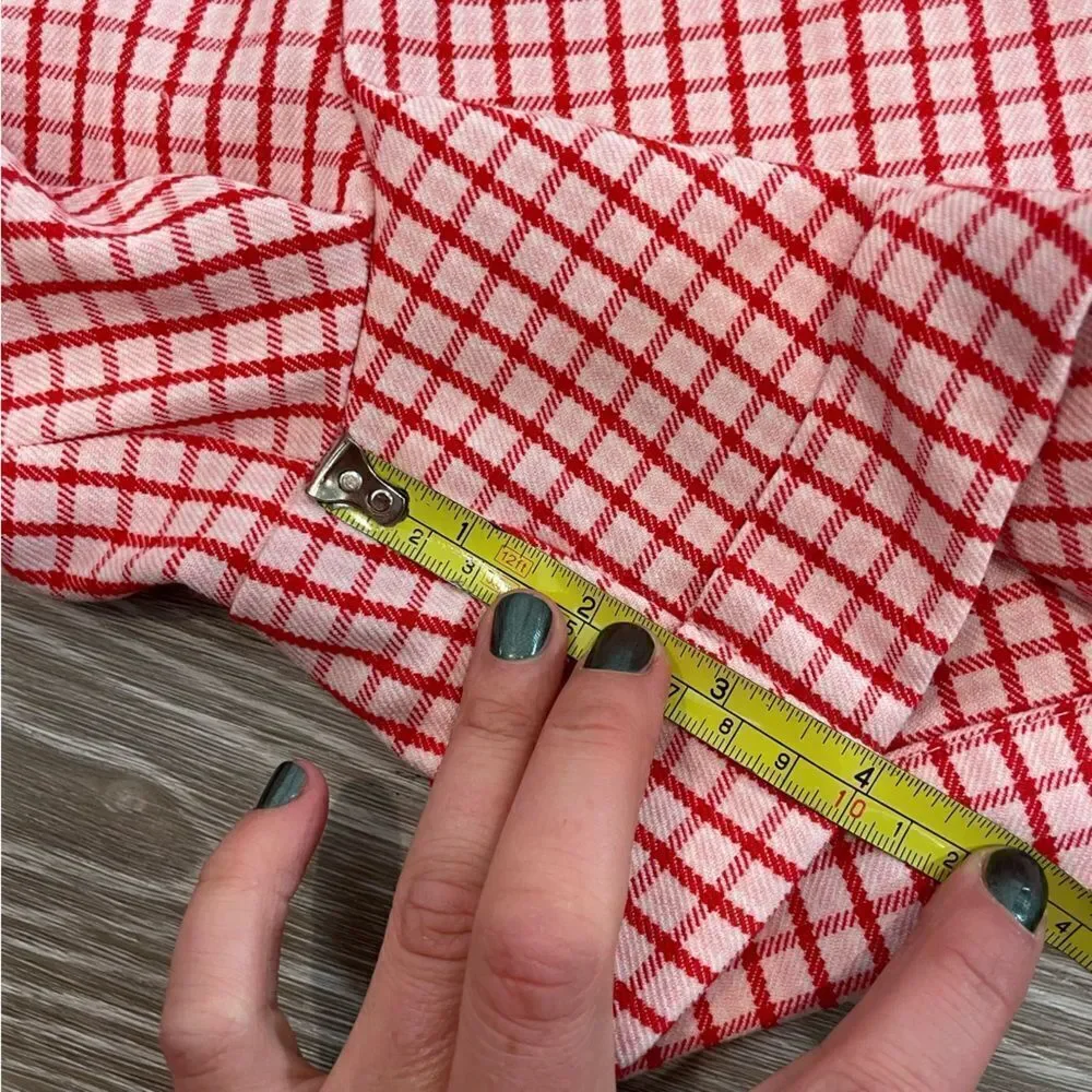 Twik Plaid Red And Whit High Waist Bermuda Retro shorts M - Picture 9 of 10
